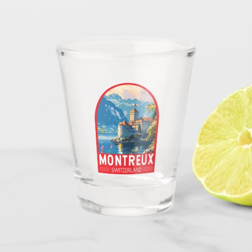 Montreux Switzerland Travel Art Vintage Shot Glass