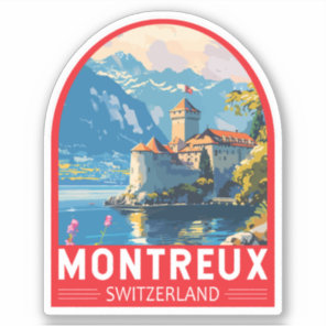 Montreux Switzerland Travel Art Vintage Sticker