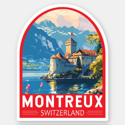 Montreux Switzerland Travel Art Vintage Sticker