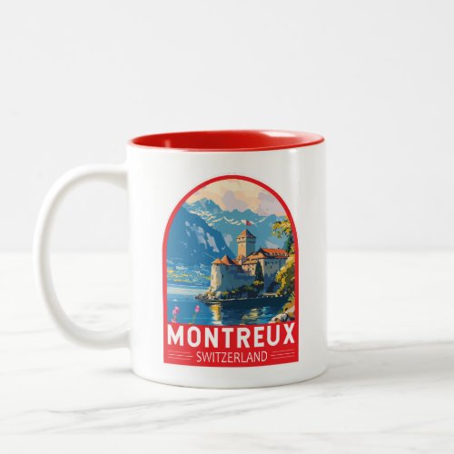 Montreux Switzerland Travel Art Vintage Two_Tone Coffee Mug