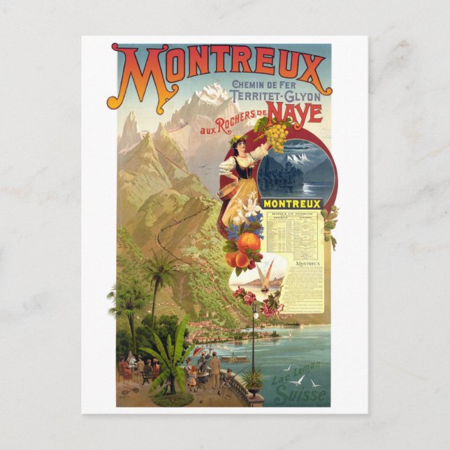 Montreux, Switzerland, Vintage Travel Postcard (Front)