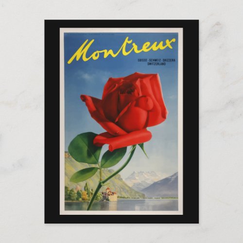 Montreux Switzerland Vintage Travel Poster Postcard