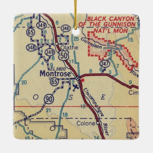 Montrose CO Vintage Map Ceramic Ornament