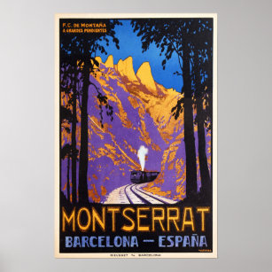 MONTSERRAT Barcelona Espana Rack Railways Travel Poster