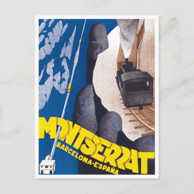 Montserrat cableway Spain vintage travel postcard (Front)