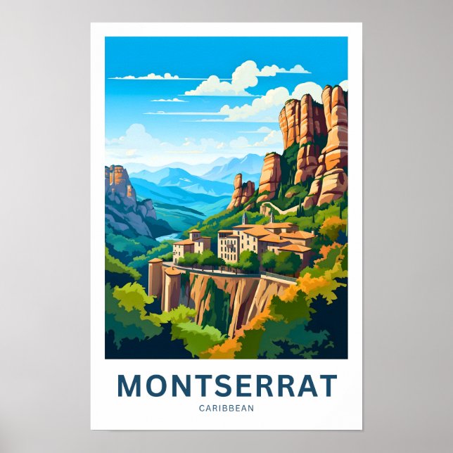 Montserrat Caribbean Travel Print (Front)