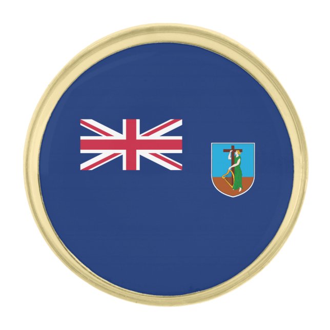 Montserrat Flag Gold Finish Lapel Pin (Front)