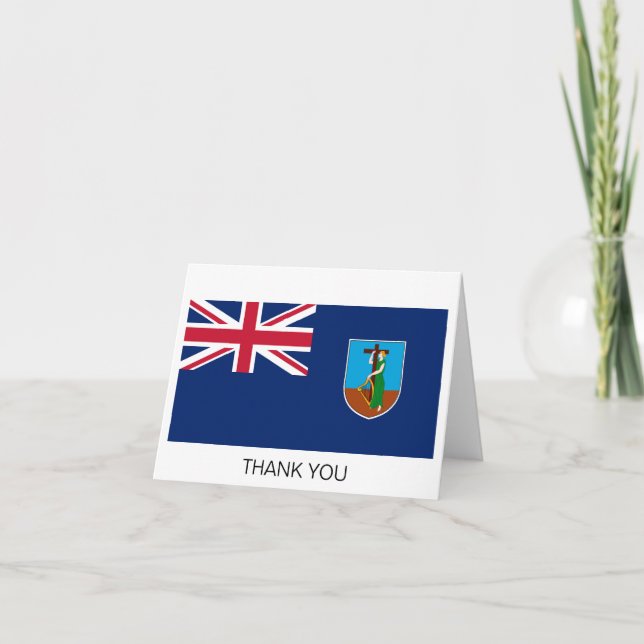 Montserrat Flag Letterpress Thank You Card (Front)