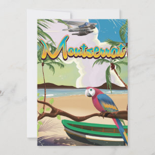 Montserrat island retro travel poster