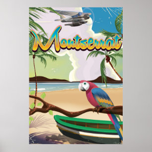 Montserrat island retro travel poster