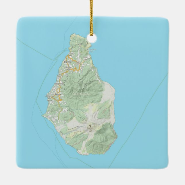 Montserrat Map Christmas Ceramic Ornament (Back)