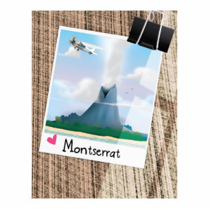 Montserrat Volcano vacation poster. Cutout