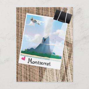 Montserrat Volcano vacation poster. Postcard