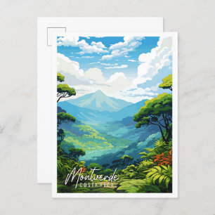 Montverde Costa Rica vintage travel illustration Postcard