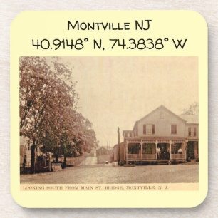 Montville NJ Map Coordinates Vintage Style Beverage Coaster