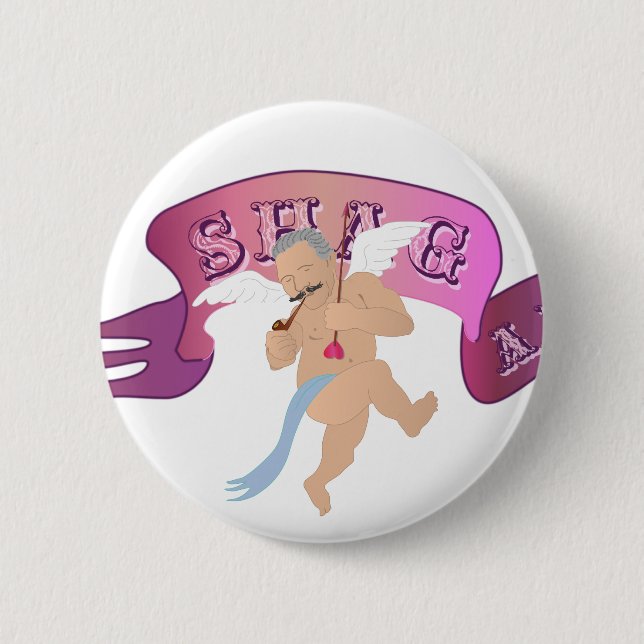 Monty's Shag Badge Pinback Button (Front)