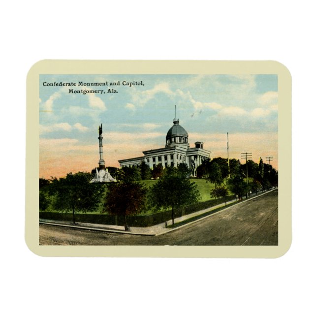 Monument and Capitol, Montgomery AL Vintage  Magnet (Horizontal)