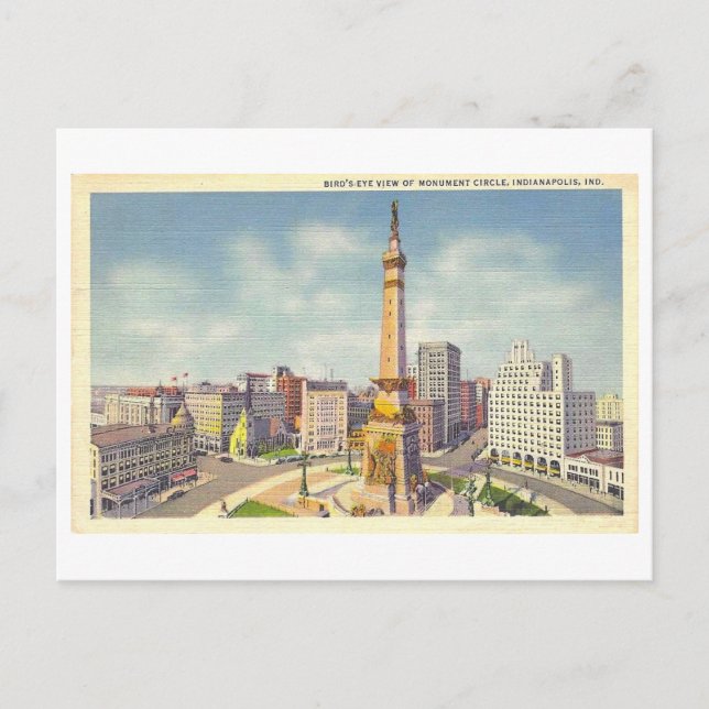 Monument Circle and War Memorial in Indianapolis Postcard (Front)