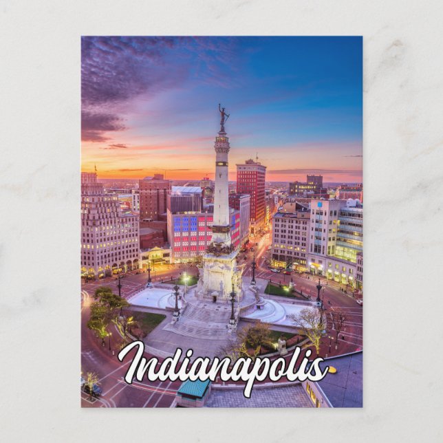 Monument Circle - Downtown Indianapolis, Indiana Postcard (Front)