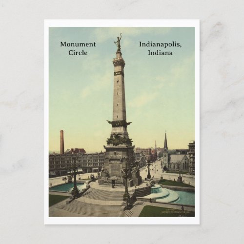 Monument Circle in Indianapolis Indiana Postcard