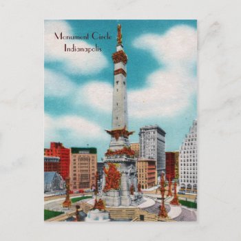 Monument Circle Postcard by vintageamerican at Zazzle