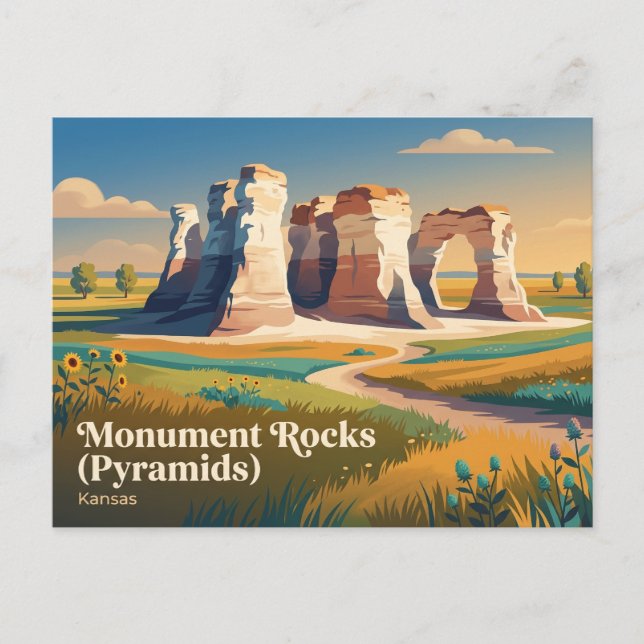 Monument Rocks (Pyramids) Kansas Postcard (Front)