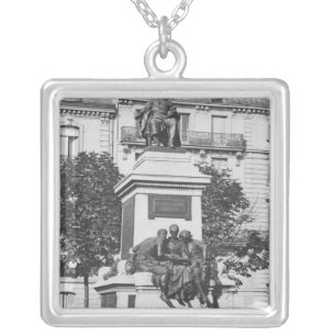Monument to Alexandre Dumas Pere, 1883 Silver Plated Necklace