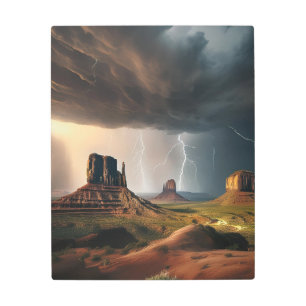 Monument Valley In full Lightning Storm Metal Print