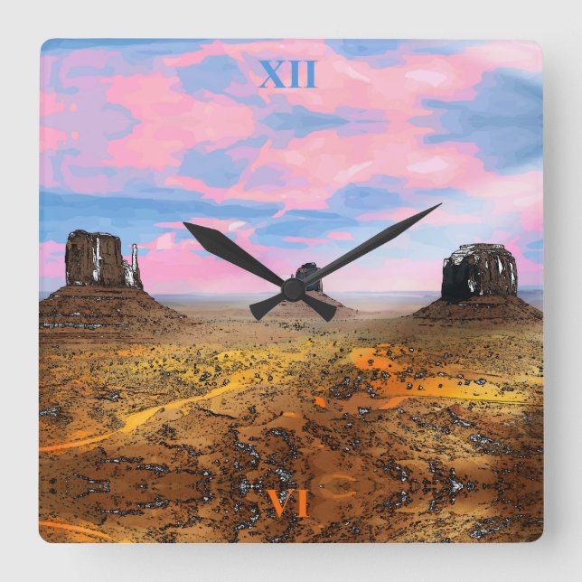 Monument Valley Square Wall Clock (Front)