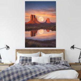 Monument Valley Supermoon Reflection – Desert Canvas Print