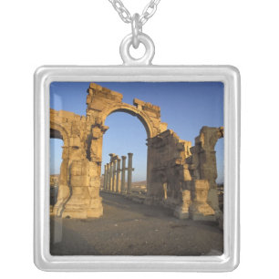 Monumental Arch, Palmyra, Homs, Syria Silver Plated Necklace