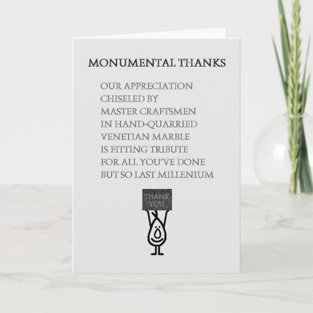 Monumental Thanks - a funny Thank You Poem Card (Front)