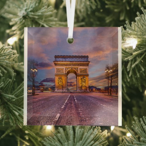 Monuments  Arc de Triomphe Paris France Glass Ornament