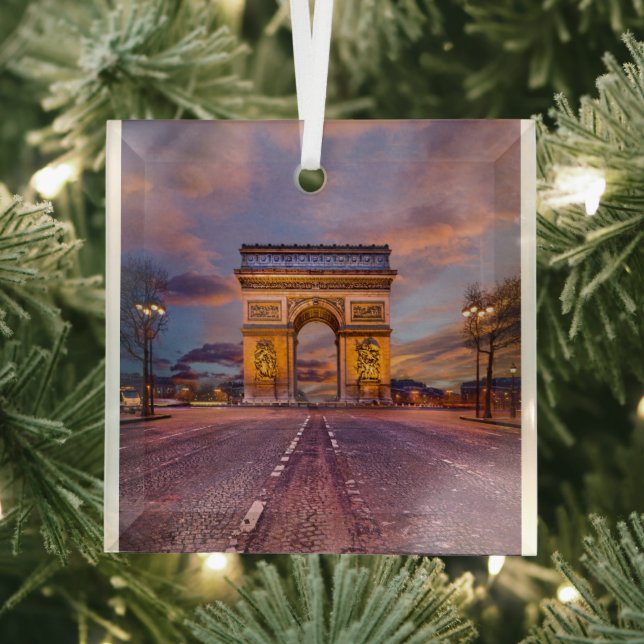 Monuments | Arc de Triomphe, Paris France Glass Ornament (Insitu)