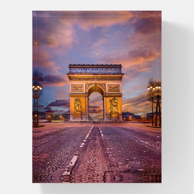 Monuments | Arc de Triomphe, Paris France Paperweight (Vertical)