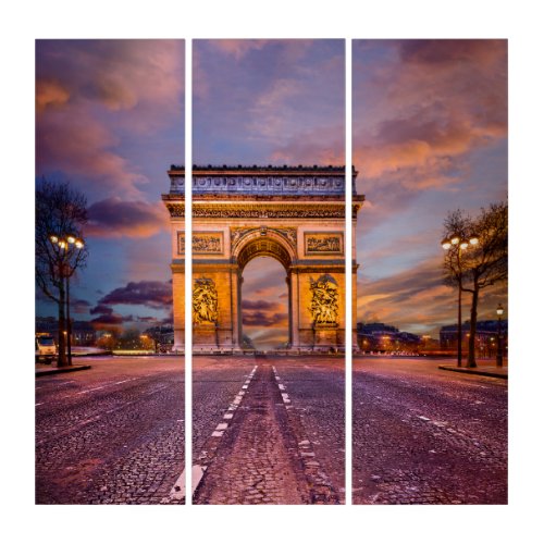 Monuments  Arc de Triomphe Paris France Triptych