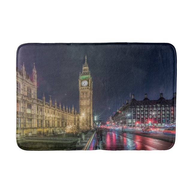 Monuments | Big Ben at Night Bath Mat (Front)