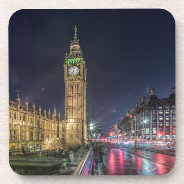 Monuments | Big Ben at Night Beverage Coaster (Front)