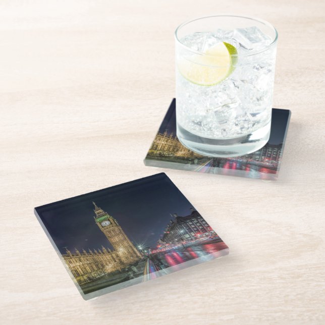 Monuments | Big Ben at Night Glass Coaster (Angled)