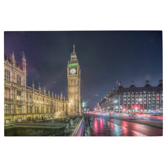Monuments | Big Ben at Night Metal Print (Front)