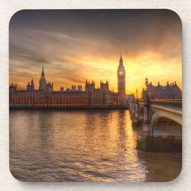 Monuments | Big Ben & Houses of Parliament Beverage Coaster (Front)