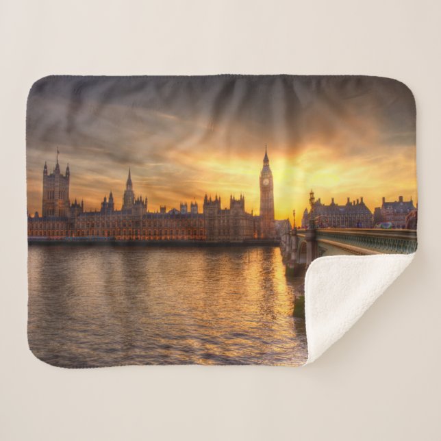 Monuments | Big Ben & Houses of Parliament Sherpa Blanket (Front (Horizontal))