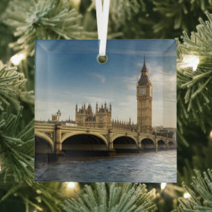 Monuments Big Ben, London England Glass Ornament