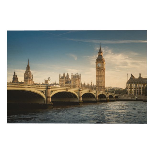 Monuments | Big Ben, London England Wood Wall Art (Front)