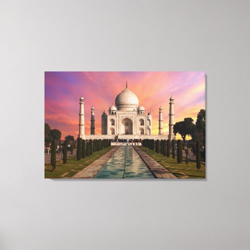 Monuments  Colorful View of the Taj Mahal Canvas Print
