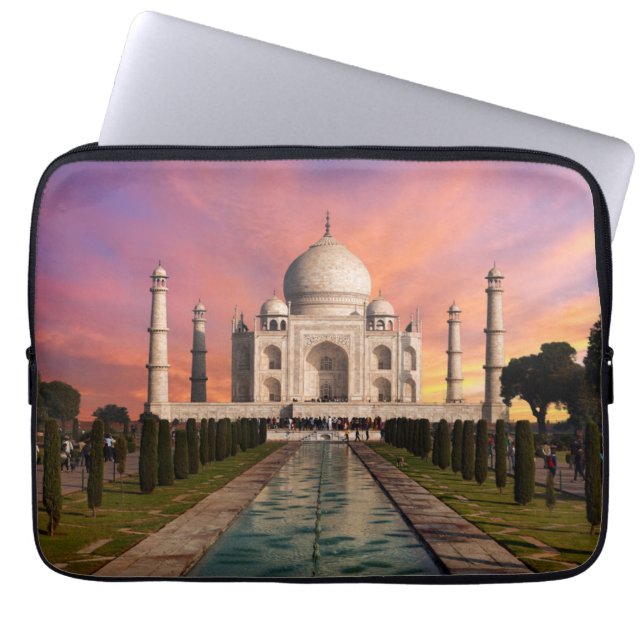 Monuments | Colorful View of the Taj Mahal Laptop Sleeve (Front)