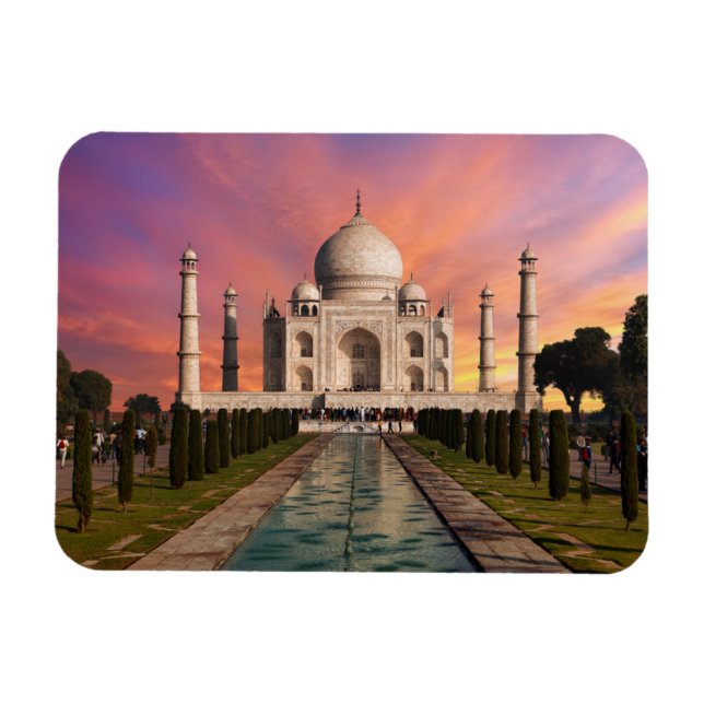 Monuments | Colorful View of the Taj Mahal Magnet (Horizontal)