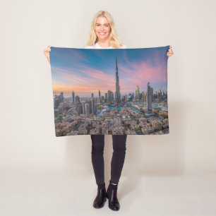 Monuments Dubai Cityscape Fleece Blanket