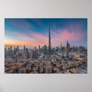 Monuments Dubai Cityscape Poster