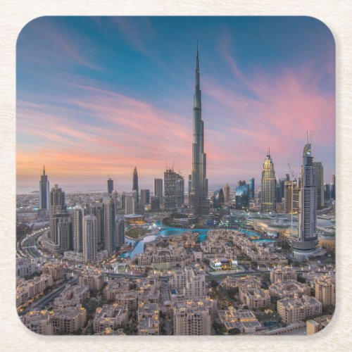 Monuments  Dubai Cityscape Square Paper Coaster